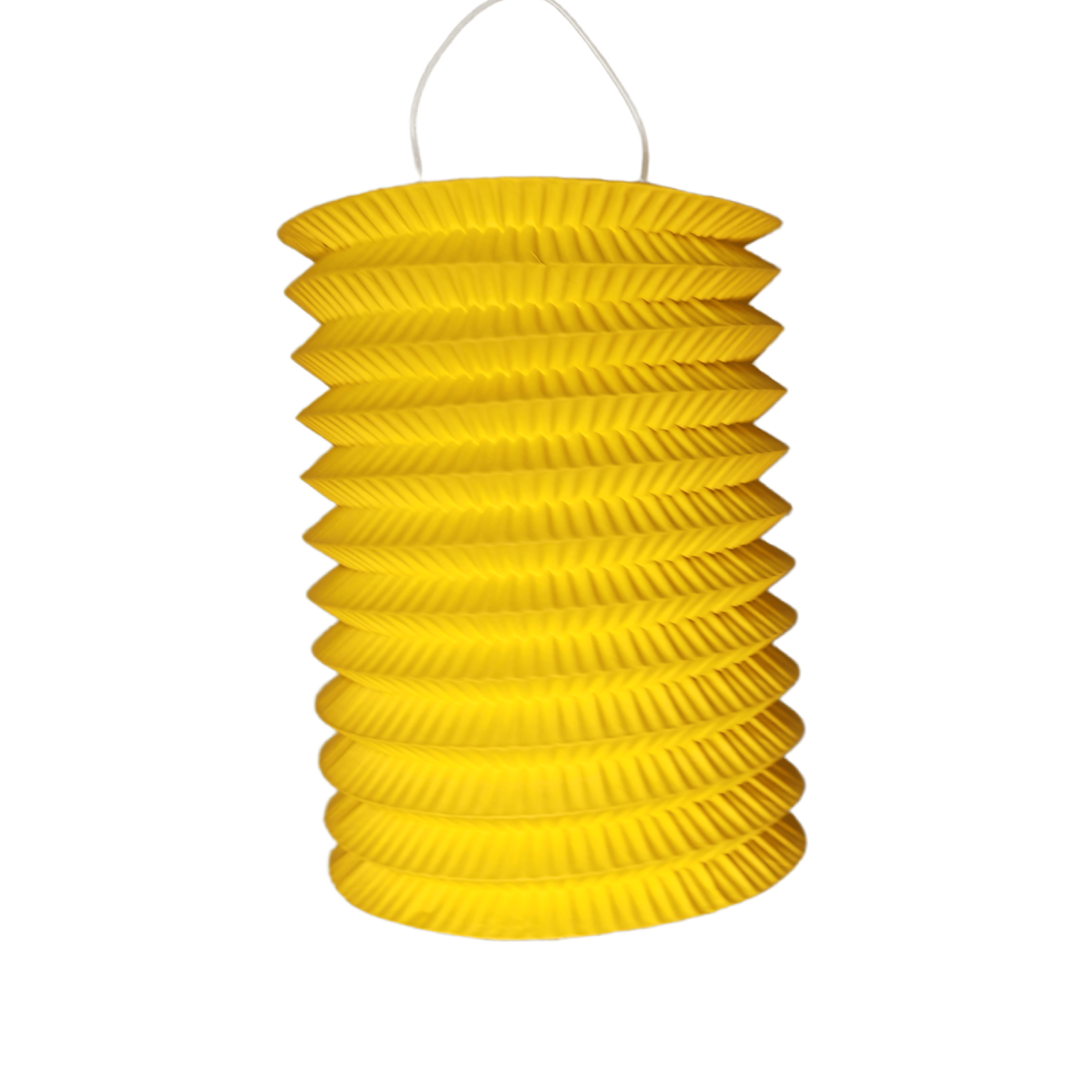 Solid Yellow Cylindrical Accordion Paper Candle Lantern – Vibrant Hanging Decor for Summer Parties, Cultural Festivals & Commercial Displays