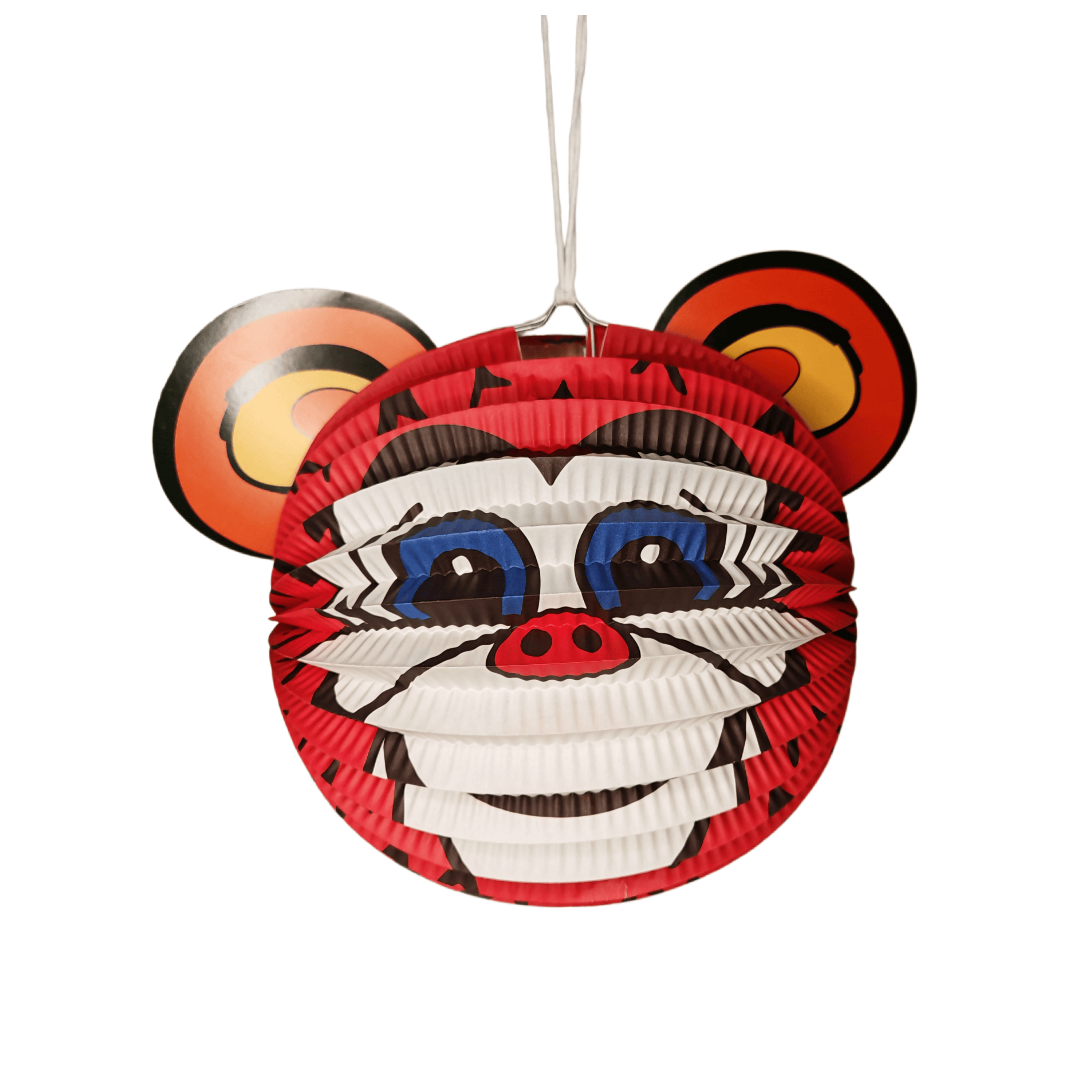Red Tiger Animal-Shaped Ribbed Paper Lantern for Kids' DIY & Birthday Decoration