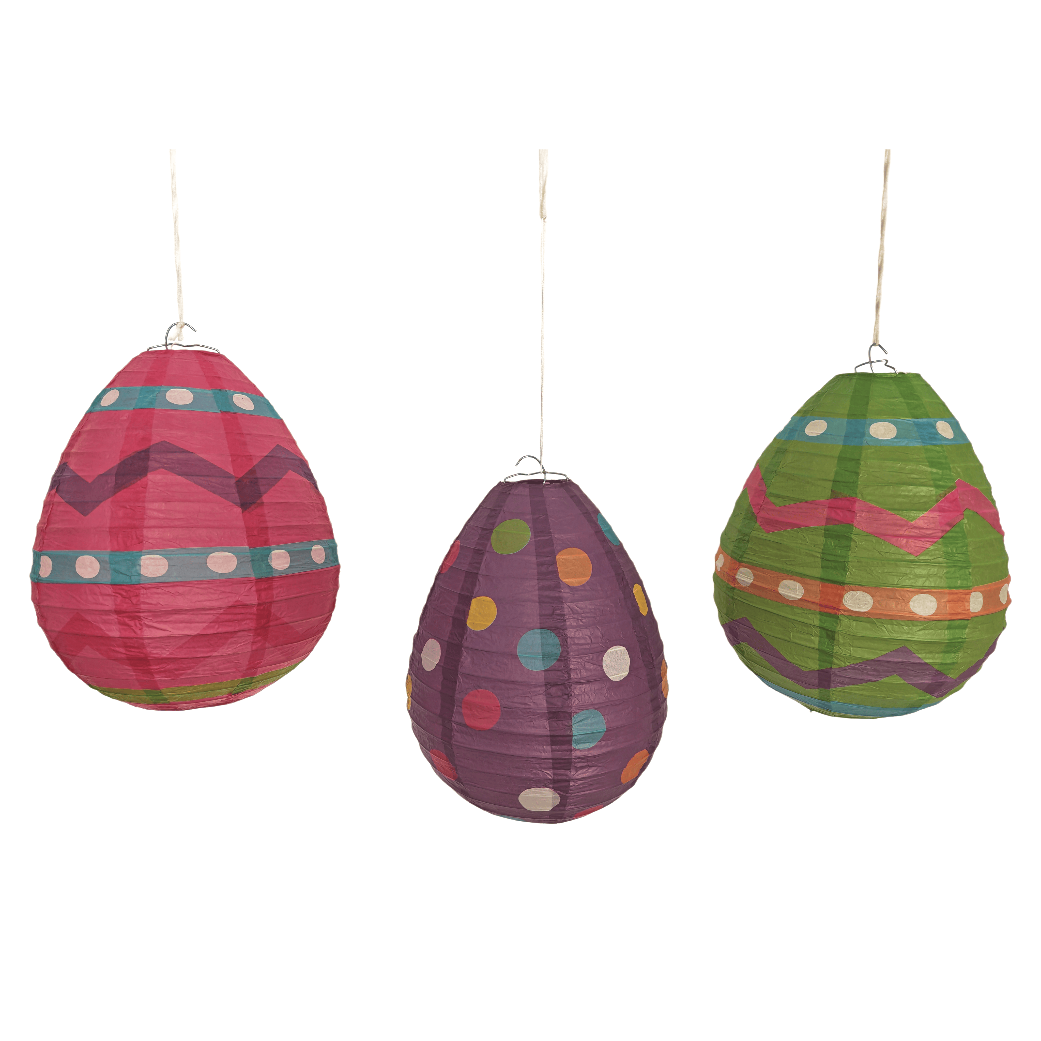Easter Egg Shaped Paper Lanterns – Vibrant Patterned Hanging Decor for Spring Festivals & Party Retail