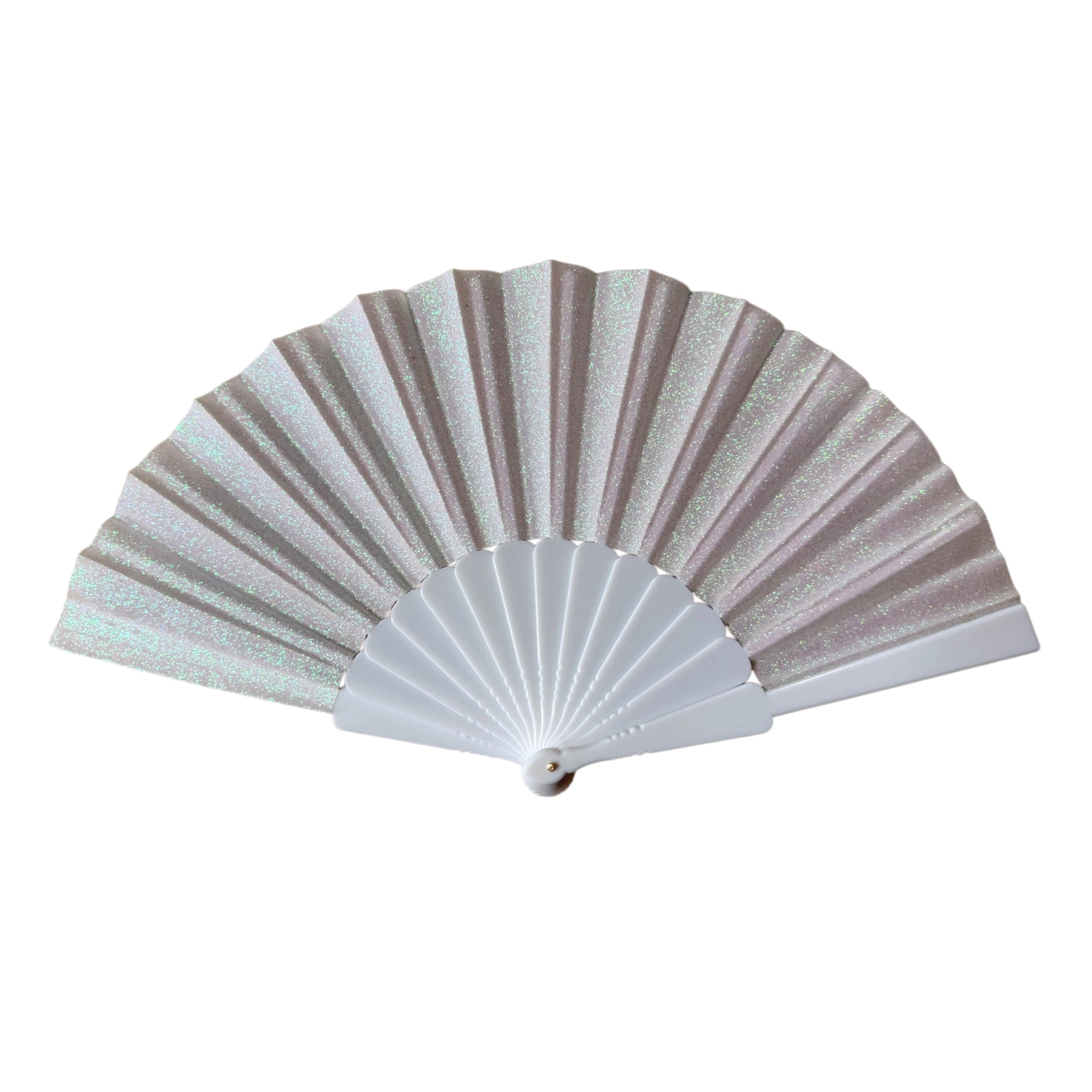 Shimmering Solid Color Glitter Fabric Plastic Hand Fan for Weddings, Parties & Event Swag