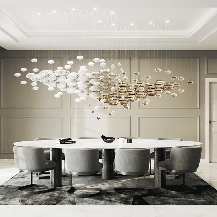 Customizable Design Golden Glass Chandelier Ceiling Lamp Wedding Decor Hotel Project Lighting Supplier