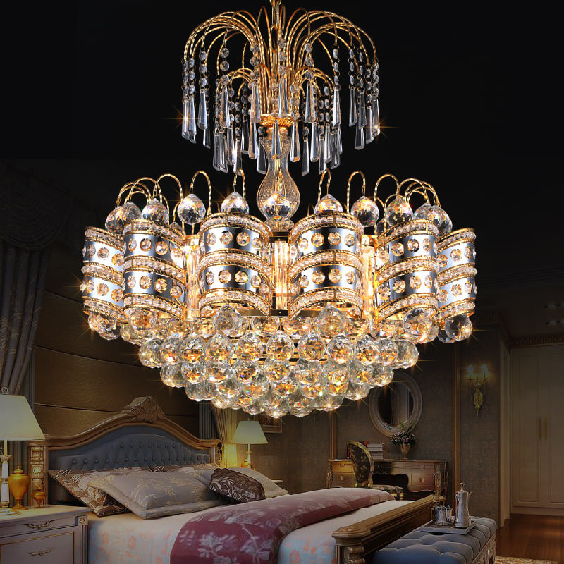 Modern Dining Room Living Room Decoration Lamp Art Gold Crystal Chandelier Pendant Light
