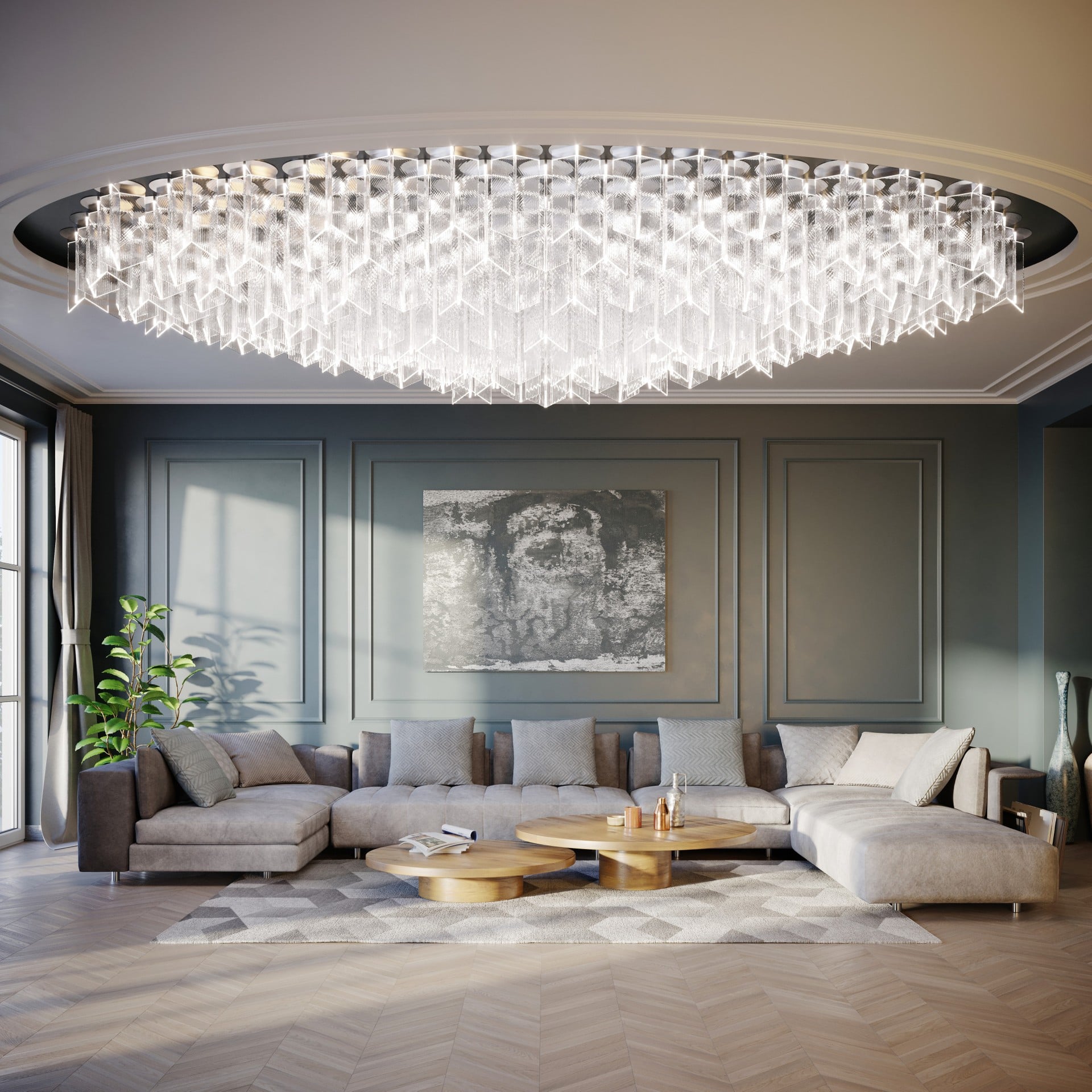 Custom Modern Hotel Large Ceiling Art Glass Pendant Chandelier