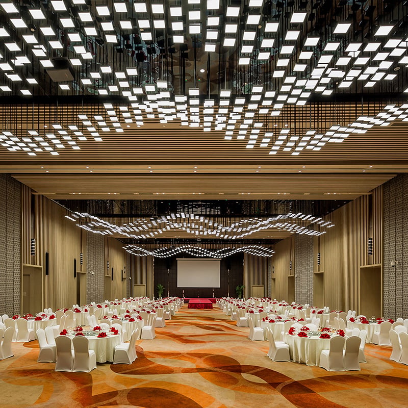 Customizable Modern Creative Large Square Module Chandeliers Banquet Hall Commercial High Ceilings for Hotel Sales Department