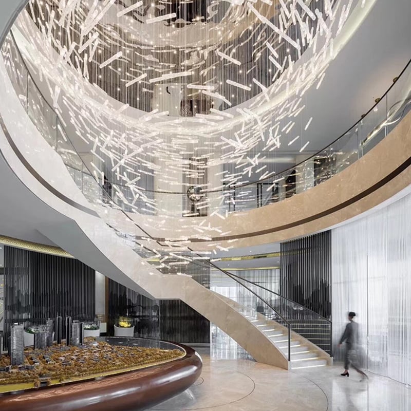Custom Made Project Lighting Central Vortex White Big Hotel Modern Crystal Chandelier