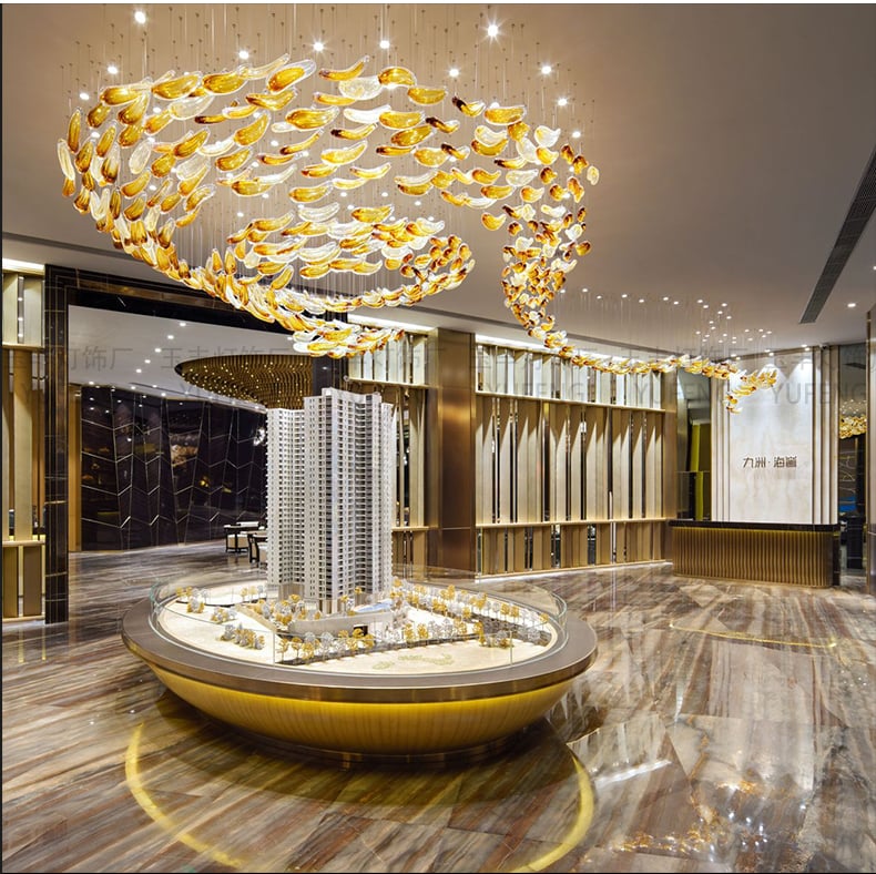 Large Chandeliers for High Ceilings Fixture Handmade Glass Lighting Pendant Indoor Light Custom Fancy Chandelier