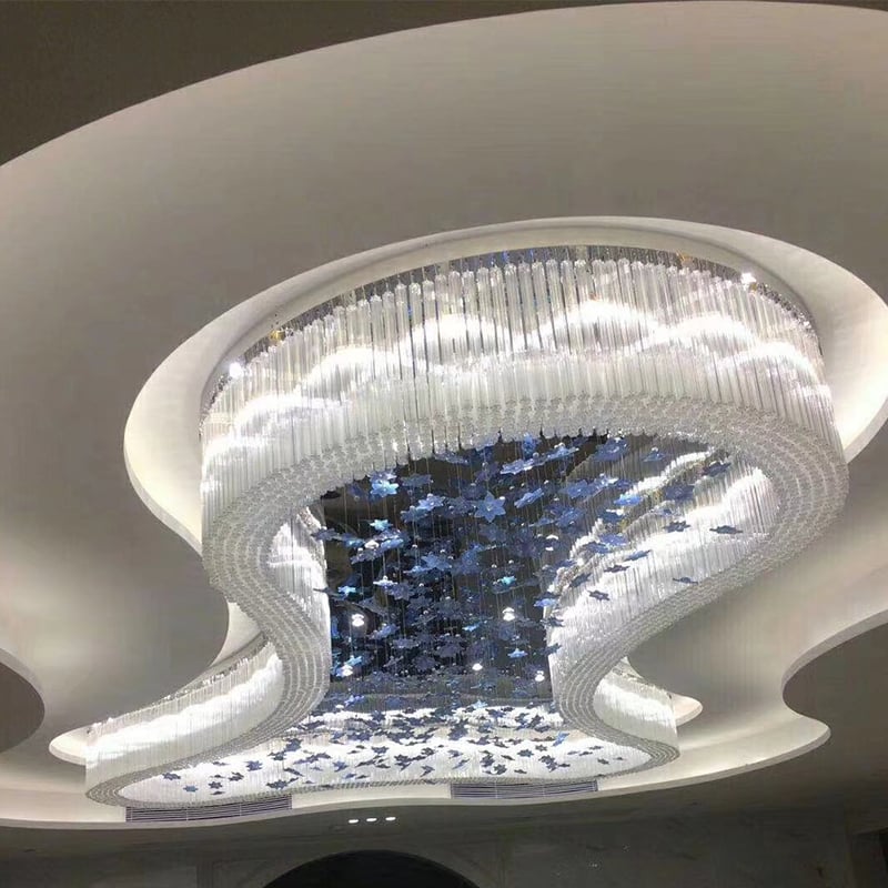 Large Project Sales Office Sand Table Pendant Hotel Lobby Ceiling Light Creative Grand Glass Crystal Chandelier