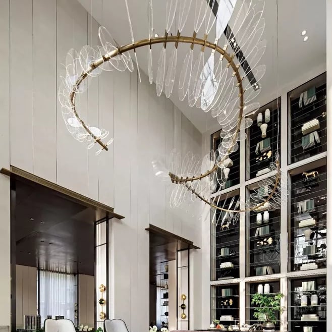 Custom Indoor Decoration Acrylic Fixture Exhibition Hall Ballroom Hotel Villa Living Room Project Modern Led Chandelier
