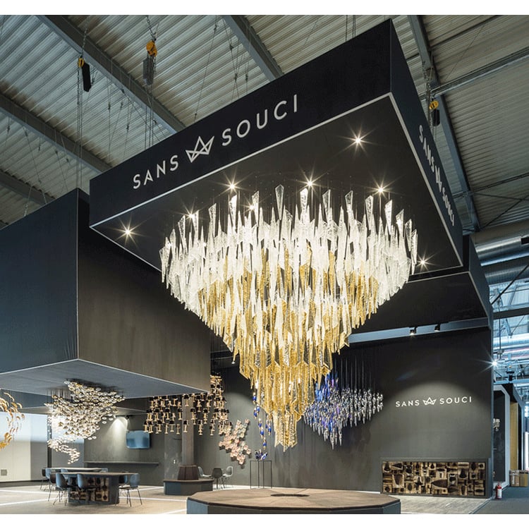 Indoor Hotel Ceiling Inverted Triangle Crystal Modern Decoration Led Chandelier Lamp