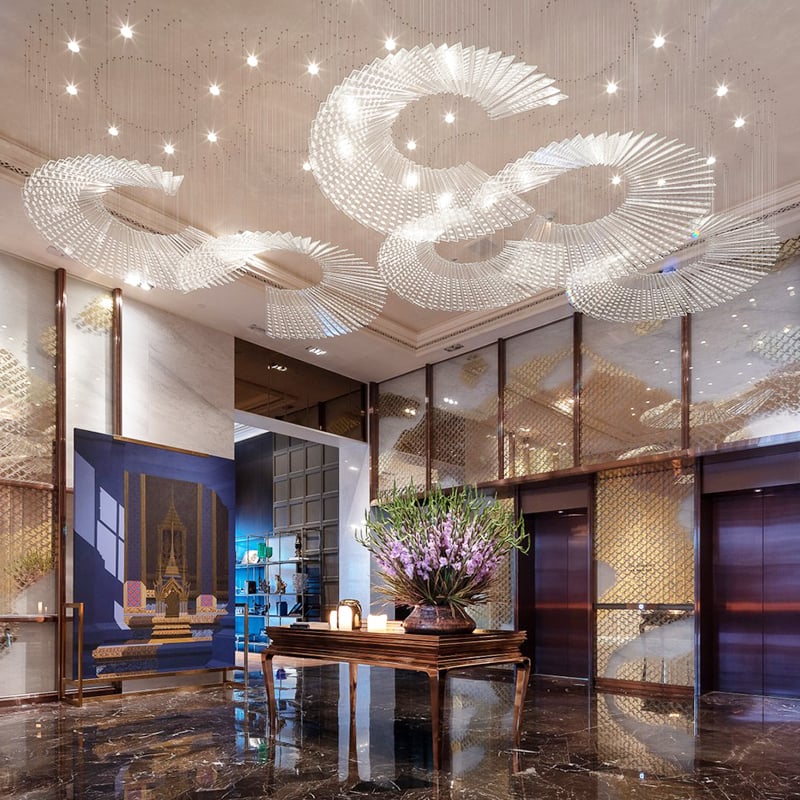 Modern LED Light Fixtures for Hotel Lobby Hall & Villa Remote Control Chandler Ceiling Chandelier Decorative Lighting