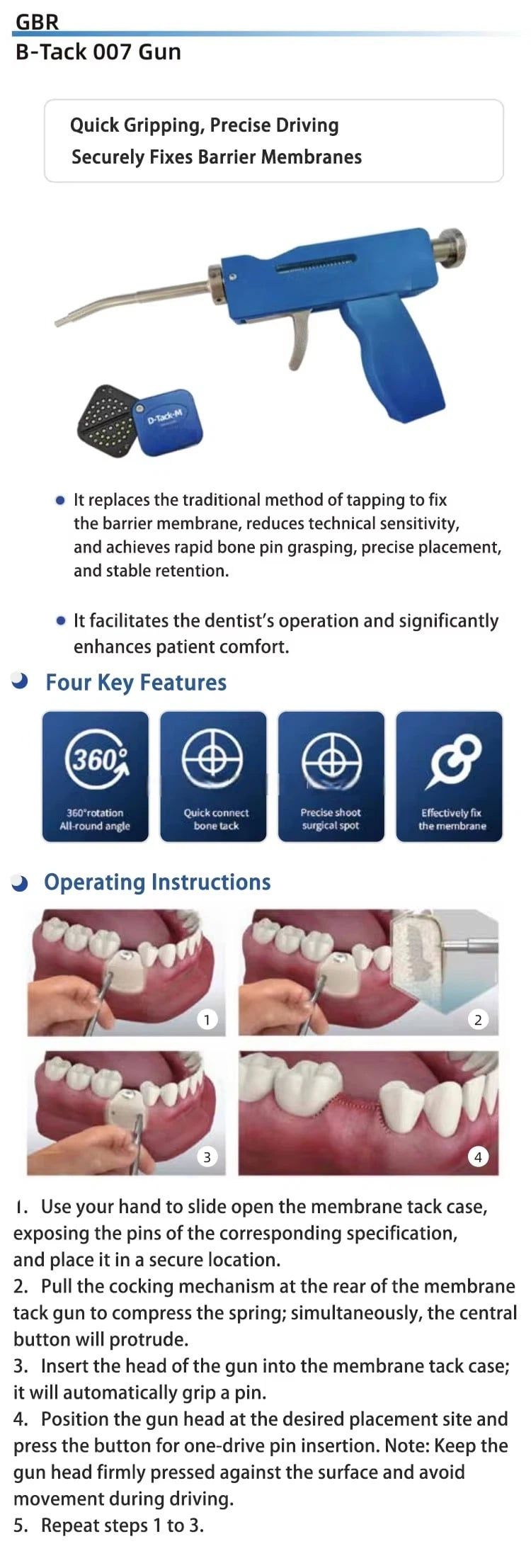 GBR System B-Tack 007 Dental Implant Dentem Dental Tool Surgical Gun Bone Regeneration Bone Grafting Original South Korea supplier
