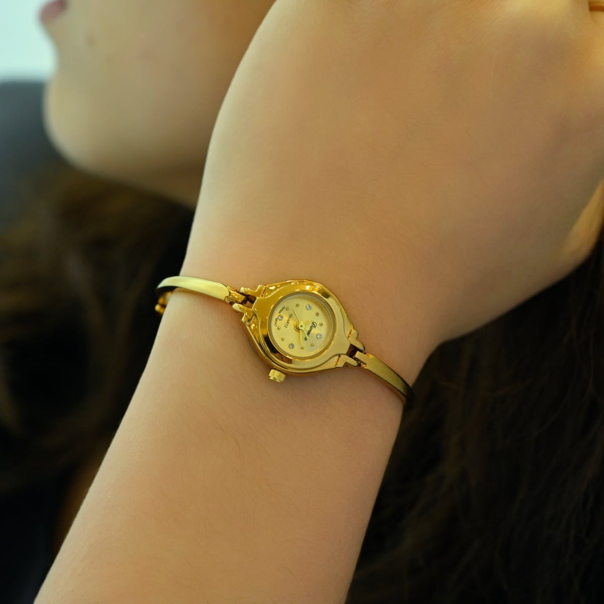 Newly Designed Vintage Bracelet Watch for Women, Gold Plated Copper Case, Japanese Movement, Fashion Ladies Bangle Watch, Factory Wholesale & Dropshipping