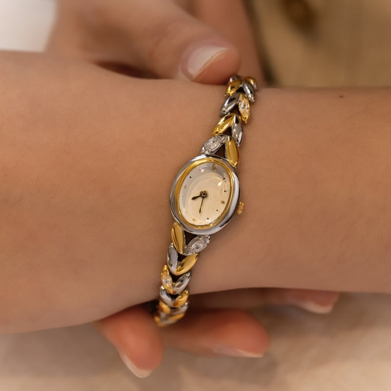 2026 Luxury Vintage Women's Watch, Gold Plated Copper Case, Czech Rhinestones, Japanese Quartz Movement