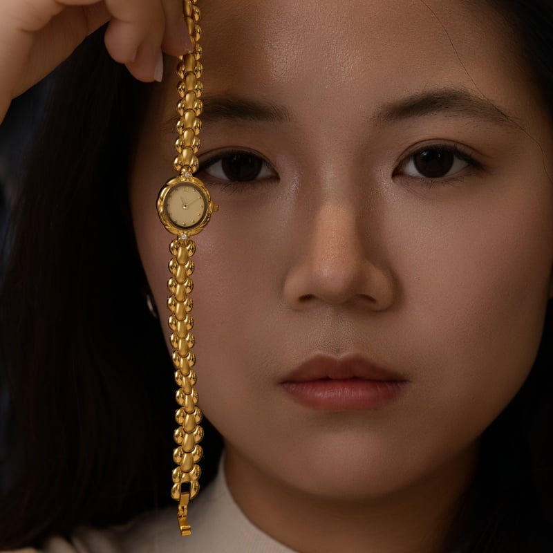Vintage Gold Plated Women's Watch, Luxury Fashion Accessory for Outfits, Japanese Movement, Exquisite Workmanship, Factory Dropshipping