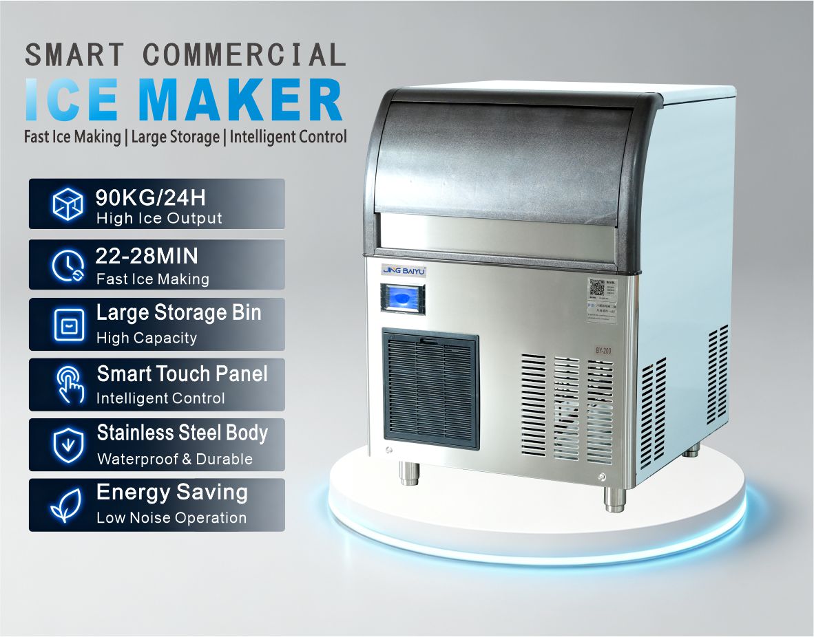 BY-200A(Y) Crescent Ice Maker One-Piece 90kg/24h Air-cooling