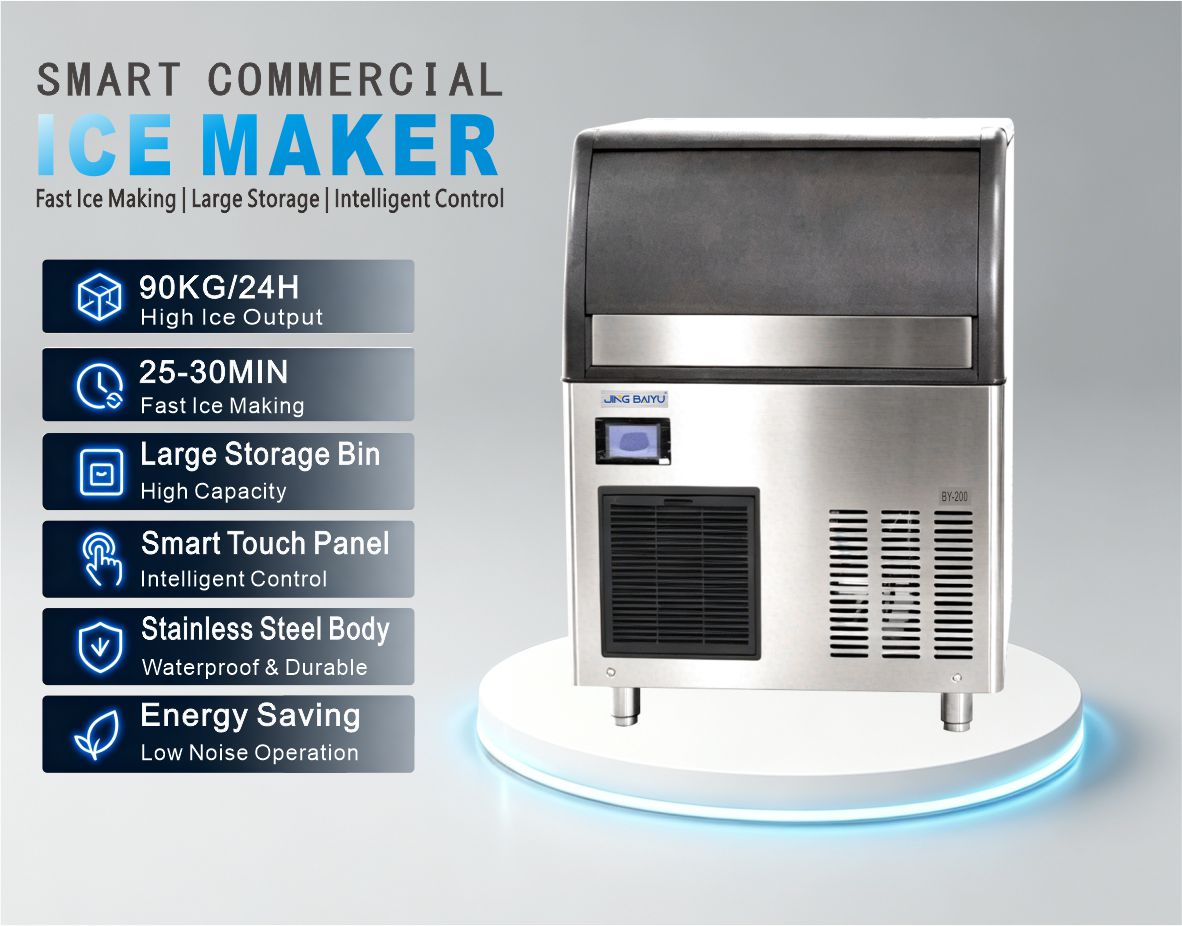 BY-200A(R) Cylinder Ice Maker One-piece 90kg/24h Air-cooling