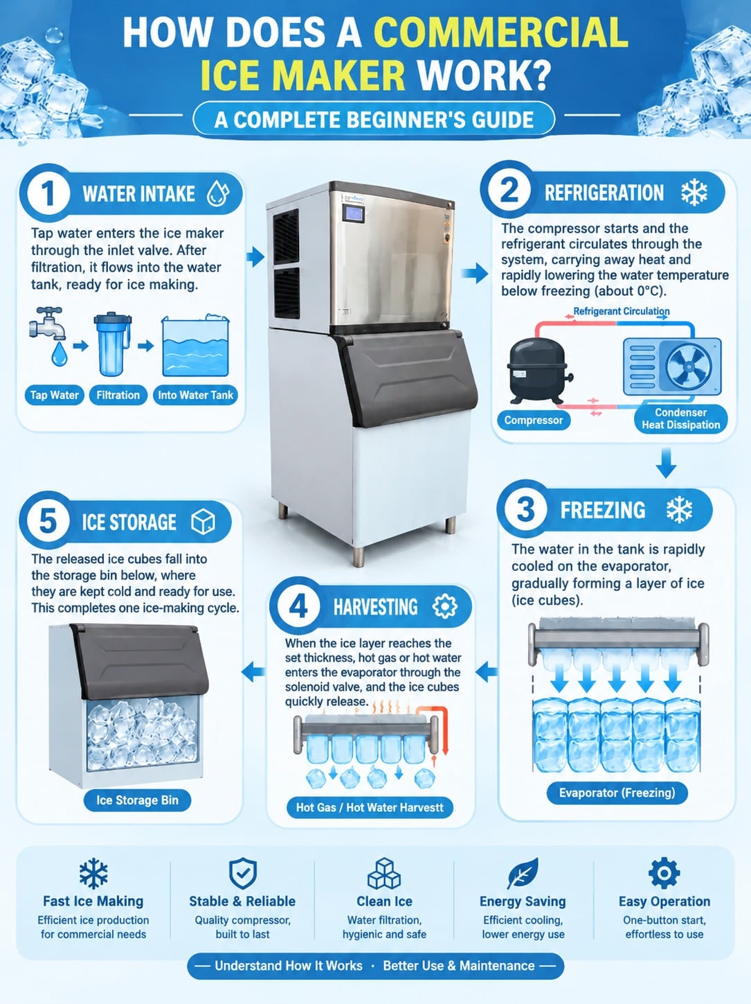 How Does a Commercial Ice‑Maker Work? A Complete Beginner’s Guide