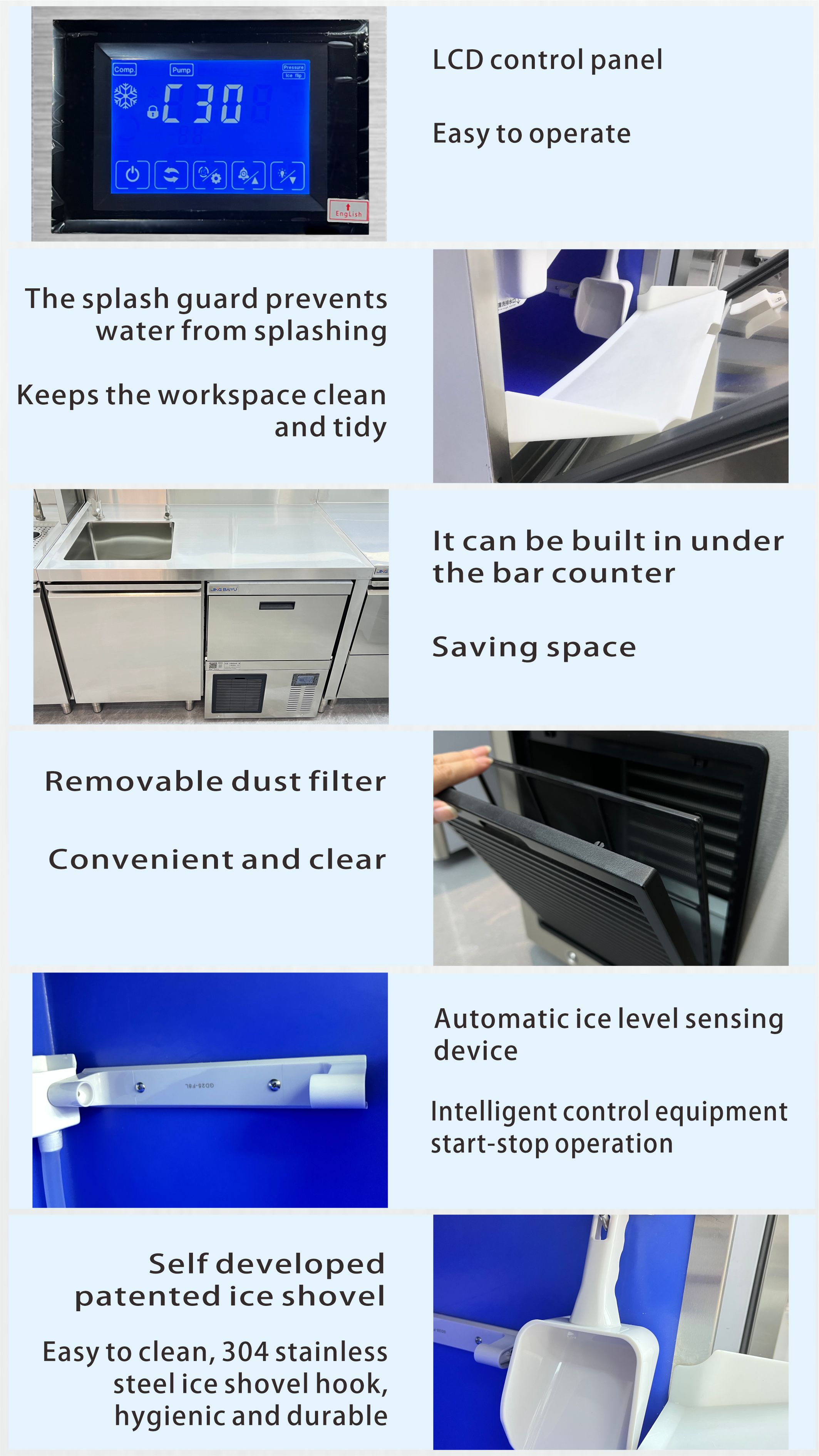 KF-100A(H) Big Cube Ice Maker One-Piece 50kg/24h Air-cooling