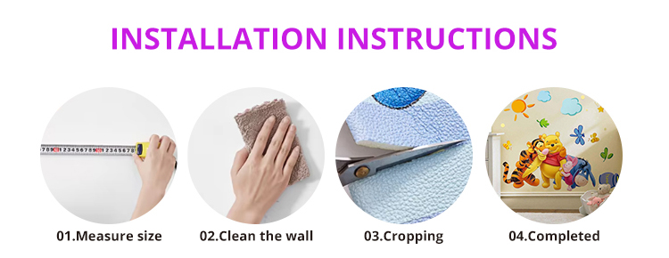 Removable wall decals showing easy application on interior surfaces