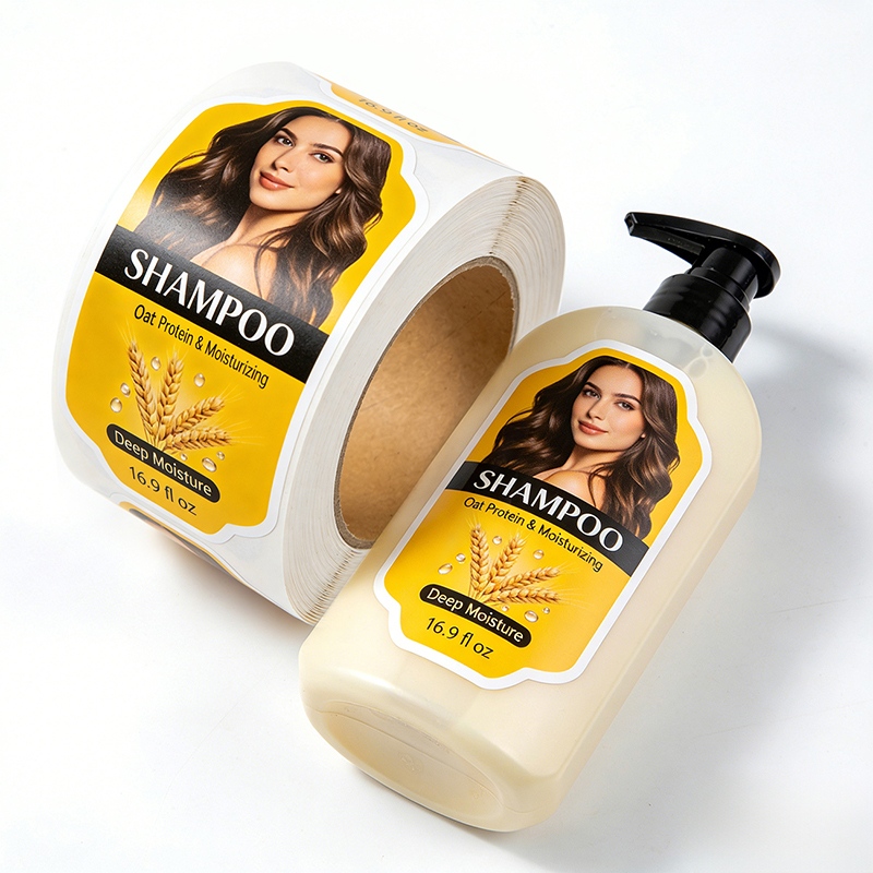 Custom Waterproof Shampoo Bottle Labels for Cosmetic Packaging