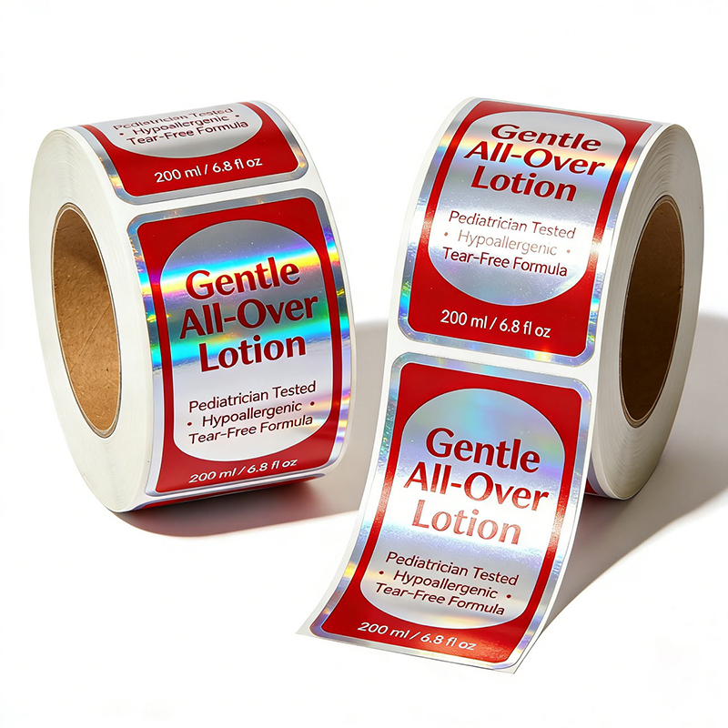Silver BOPP Skincare Lotion Bottle Label Stickers Supplier