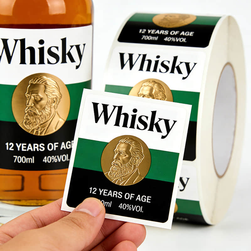 Whiskey Bottle Labels with Embossing Effect Wholesale