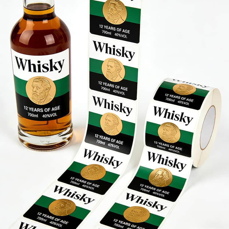 Whiskey Bottle Labels with Embossing Effect Wholesale