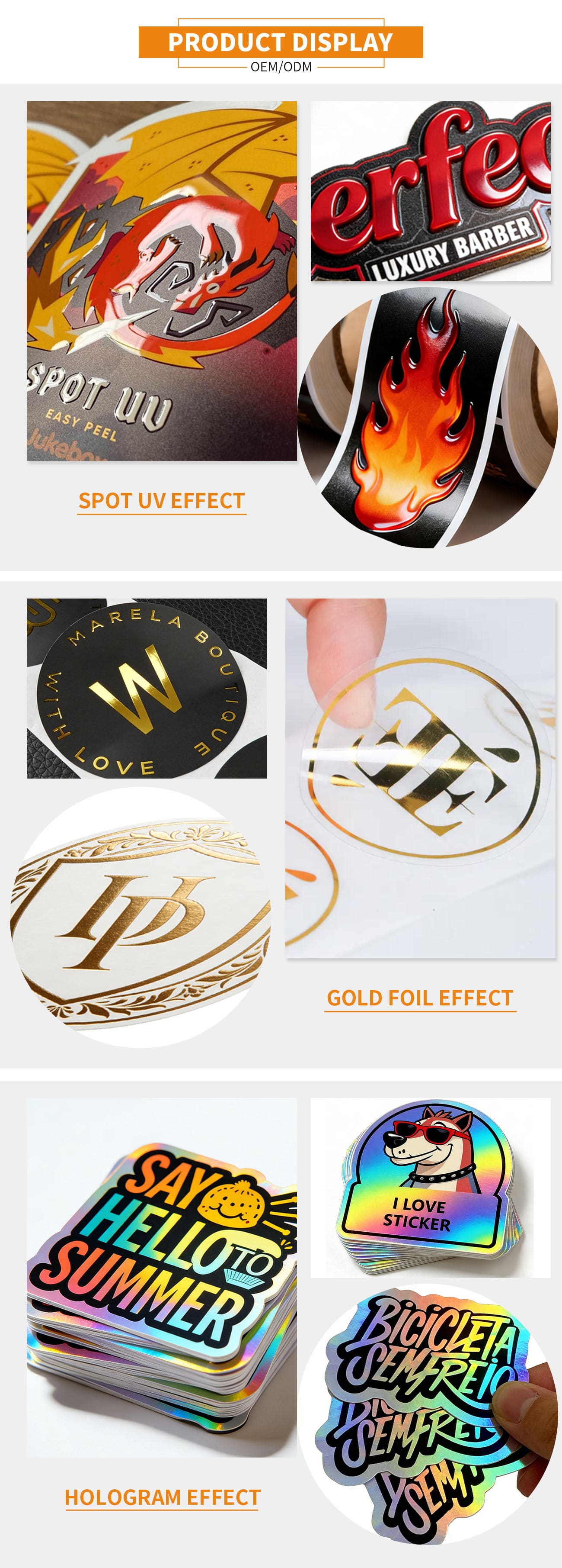 Custom sticker sheets featuring multiple design elements and shapes