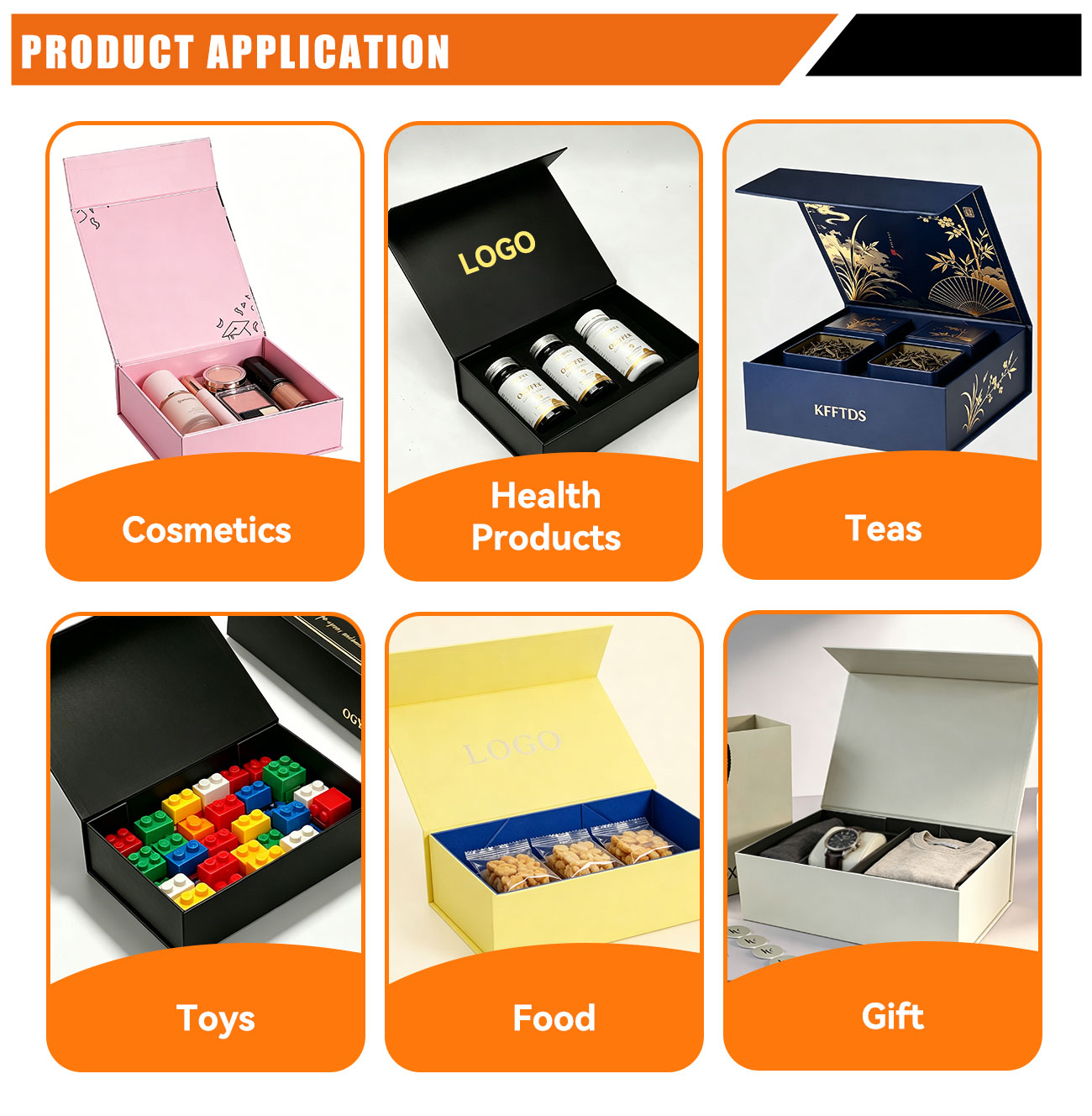 Luxury packaging box with rigid construction and elegant folding gift box structure