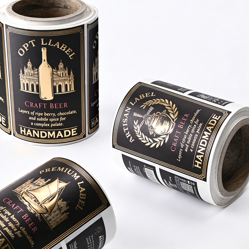 Craft Beer Bottle Labels with Gold Foil & 3D Embossing