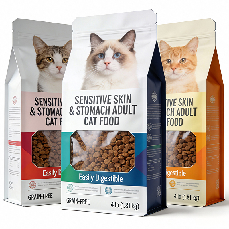Flat Bottom Pet Food Packaging Pouches with Custom Printing