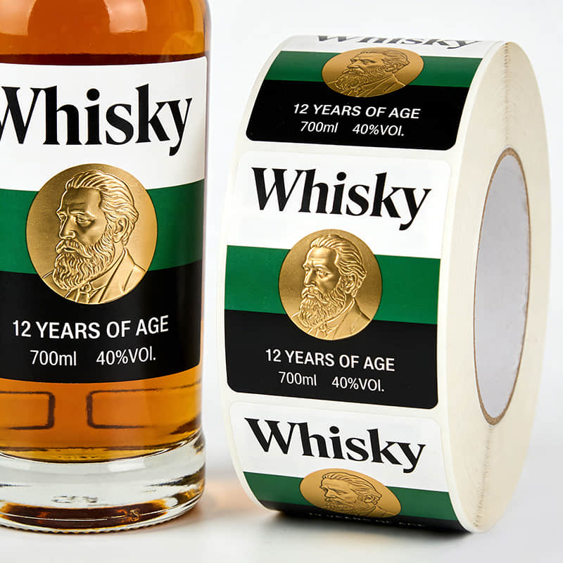Whiskey Bottle Labels with Embossing Effect Wholesale