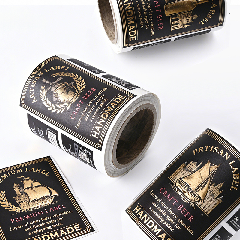 Craft Beer Bottle Labels with Gold Foil & 3D Embossing