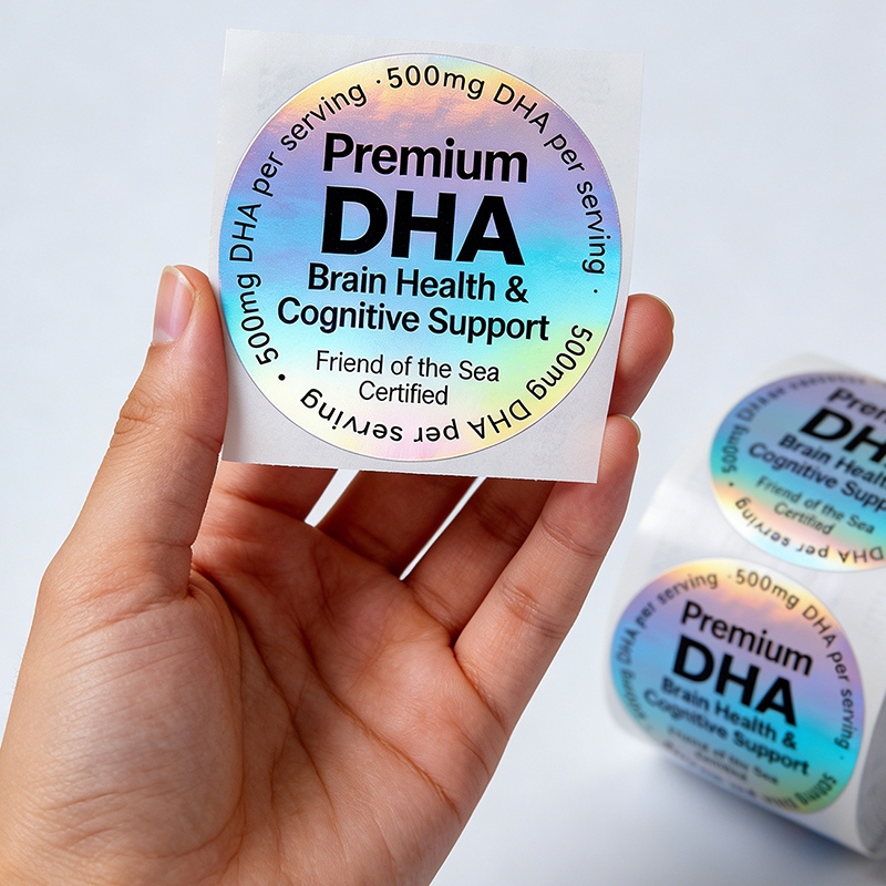 Custom Hologram Vitamin & DHA Supplement Packaging Labels