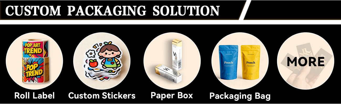 Food label stickers demonstrating adhesive performance on different packaging types