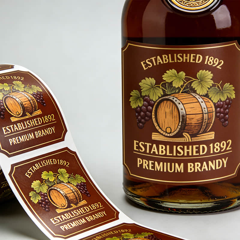 Textured Paper Brandy Bottle Label Stickers Wholesale