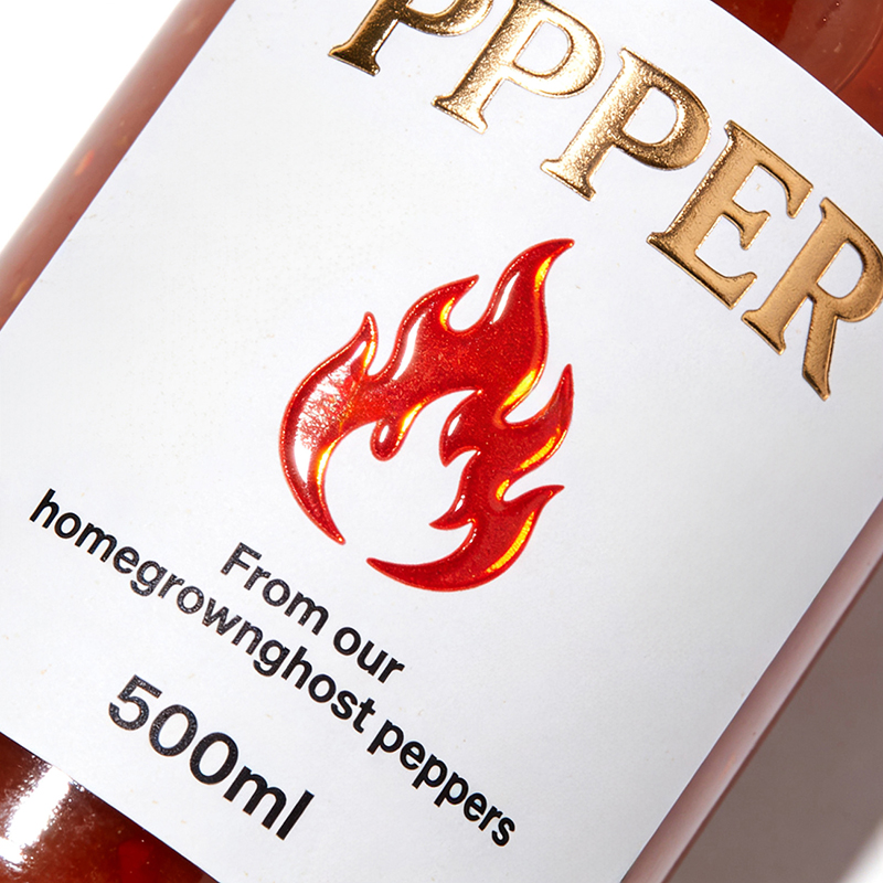 Spot UV Hot Sauce Bottle Labels Printing Supplier
