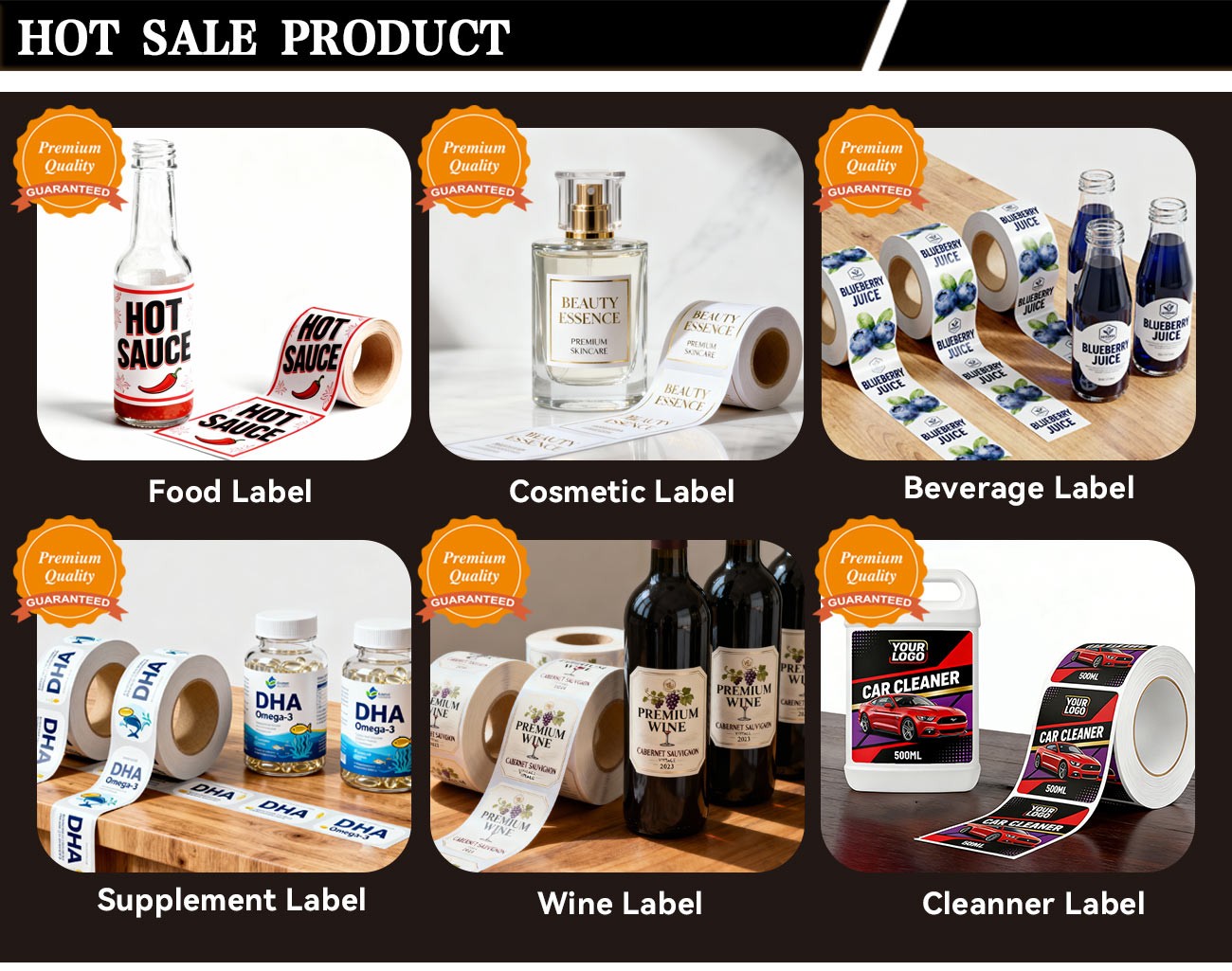 Printed coffee labels with full color printing and custom design elements