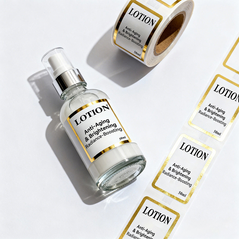 Silver BOPP Skincare Lotion Bottle Label Stickers Supplier