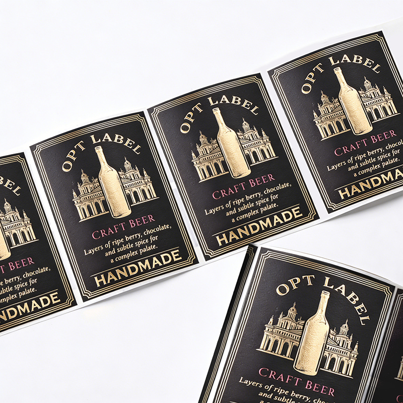 Craft Beer Bottle Labels with Gold Foil & 3D Embossing