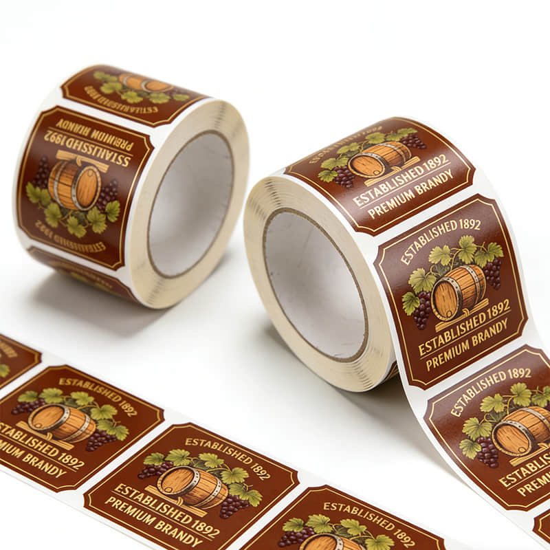 Textured Paper Brandy Bottle Label Stickers Wholesale