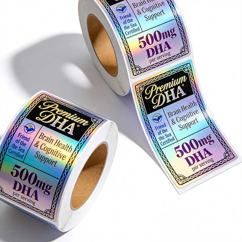 Custom Hologram Vitamin & DHA Supplement Packaging Labels