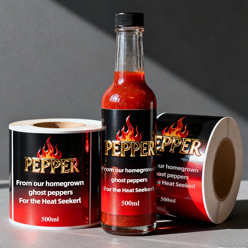 Spot UV Hot Sauce Bottle Labels Printing Supplier