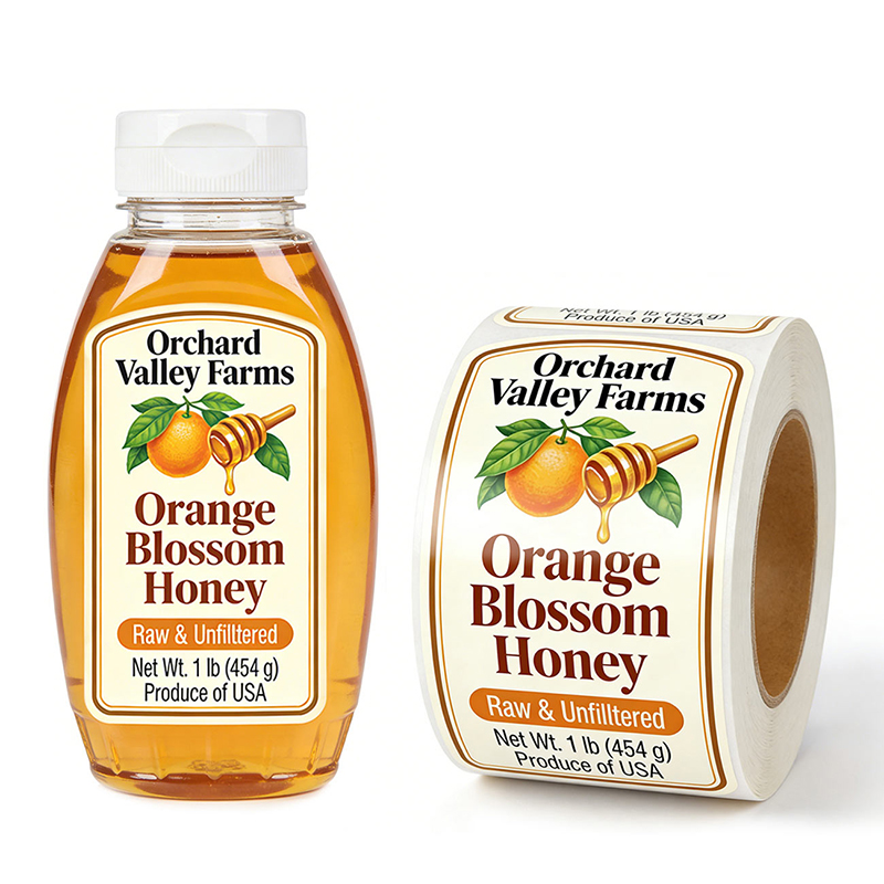 Custom Waterproof Honey Jar Labels for Food Packaging