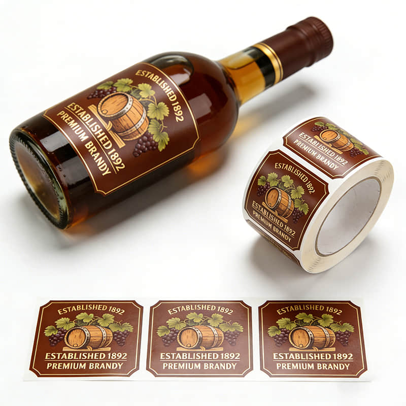 Textured Paper Brandy Bottle Label Stickers Wholesale