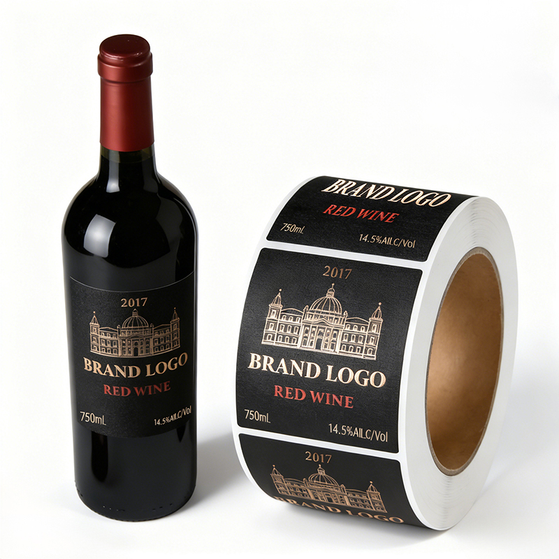 Custom Hot Stamping Textured Paper Wine Bottle Labels