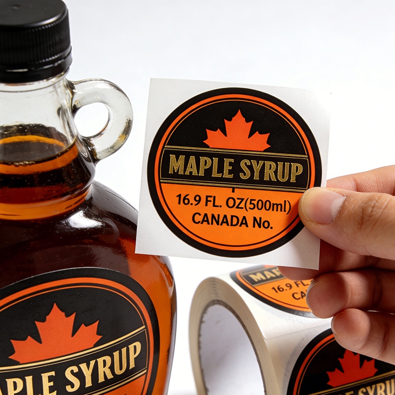 Printed Waterproof Syrup Bottle Labels for Food Packaging