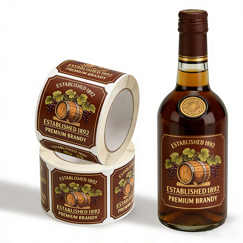 Textured Paper Brandy Bottle Label Stickers Wholesale