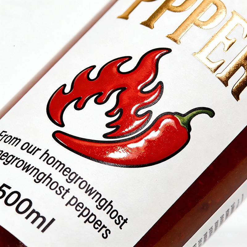 Spot UV Hot Sauce Bottle Labels Printing Supplier
