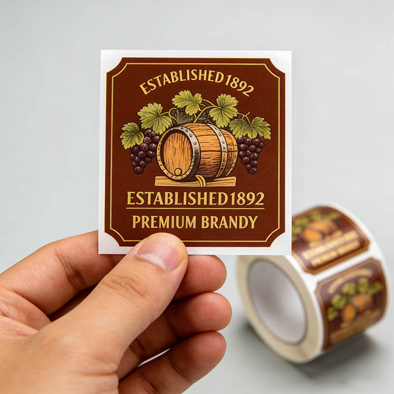Textured Paper Brandy Bottle Label Stickers Wholesale